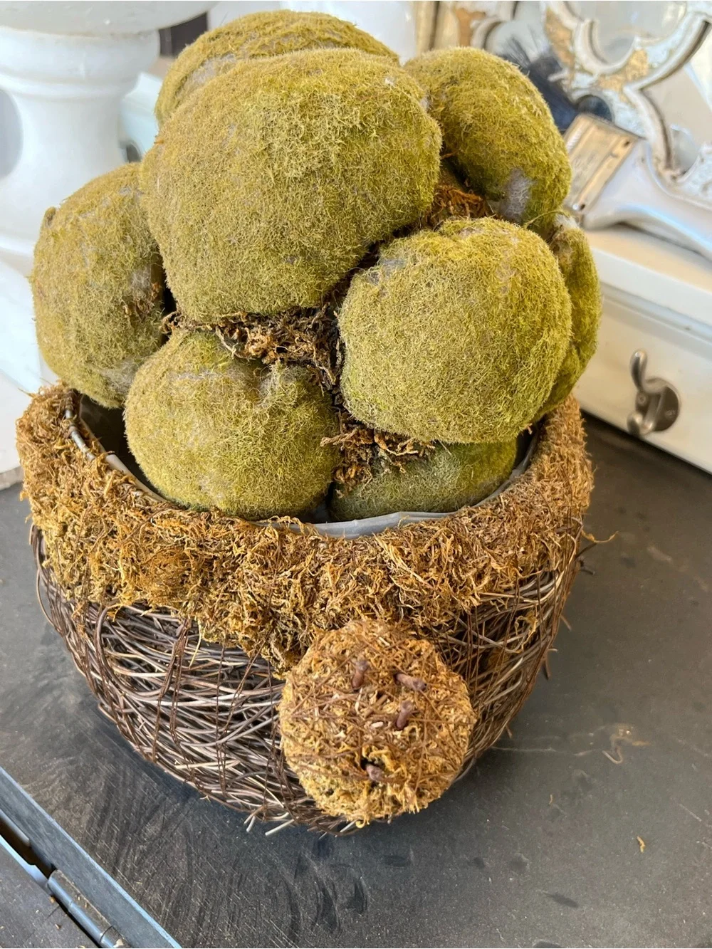 Green Moss Decorative Accent Ball — Natural Home Accent